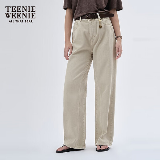 Teenie Weenie Bear Damenbekleidung 2025 Sommer neu einfache lose geradlinige Hosen Retro modische Jeans hellgrau M.