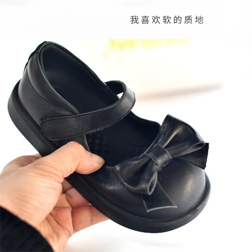 Shepherd Cow Girls Leather Shoes 2026 Autumn New Genuine Leather Shoes Baby Black Leather Shoes Campus Etiquette Performance Shoes Princess Shoes 2925 Black (First Layer Cowhide) 28 Inner Length Approximately 17.9cm