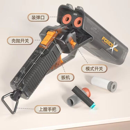 蒂米妮乐辉双管散弹枪喷子s686双管玩具枪儿童仿真抛壳软子弹软弹枪男孩 蓝白实色 三模式 双管喷子 中配 20子弹 +6弹壳 +护目镜