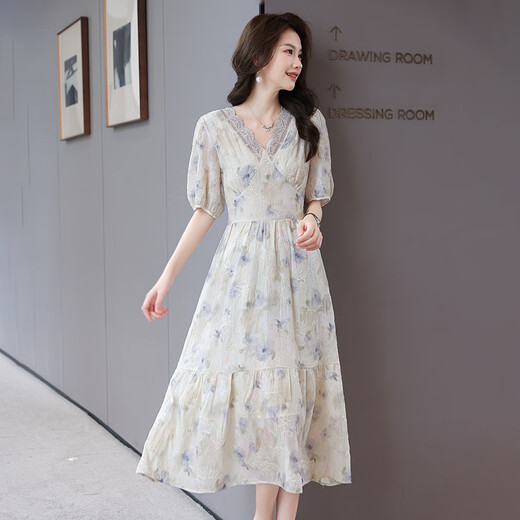 Ehangy Light Luxury Brand Dress for Women 2025 Summer Nuevo sentimiento de gama alta de moda que cubre el vientre versátil de desplazamiento de la luna blanca M