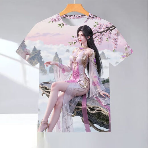 Sommer Neue Perfect World Witch Serie 3D Druck Nische Kreative Trendmänner und Frauen T-Shirt C1463 S80-90Jin [Jin gleich 0,5 kg] Universelle Größe