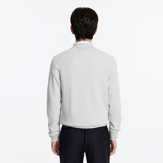 Jiumu King Cardigan Men's Clothing Contains 50% Wool Pullover Lapel Sweater 2025 Spring and Winter Men's Business Casual Sweater Slim Version + Gray + JY1DV40527 M 170/92A