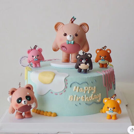 溥畔网红仔仔装饰卡通仔仔熊失心熊粉仔熊小熊摆件儿童生日装扮 月球兔仔仔5个