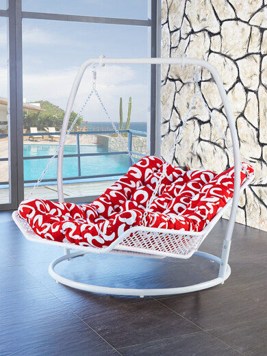 Rolling Stuhl Erwachsener Schaukelstuhl Liegestuhl Doppel Hängematte Hang Korb gewebtes Rattan Stuhl Outdoor Swing Stuhl Balkon Erwachsener Gold kleines Hängematte (lila rotes Kissen 13821)