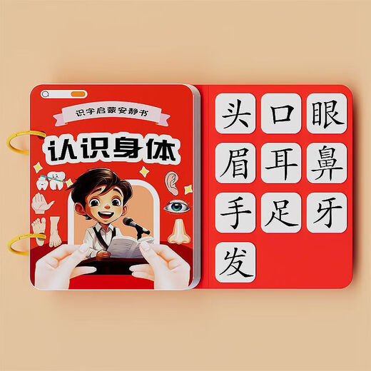 幼儿识字早教安静书宝宝粘贴书儿童魔术贴卡片玩具认字卡 【识字安静书】认识动作 无规格