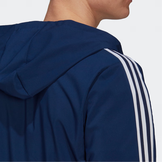 阿迪达斯 （adidas）Tiro 21 侧边三条纹拼色Logo印花足球运动连帽外套夹克 男款 深蓝 深蓝色 S