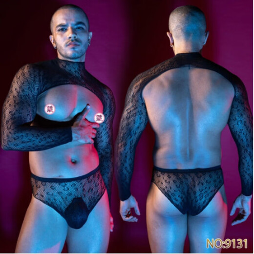 男士丁字裤连体套装gay背带激情战袍床上挑逗火辣大ZY 9101 均码 【120-170斤】