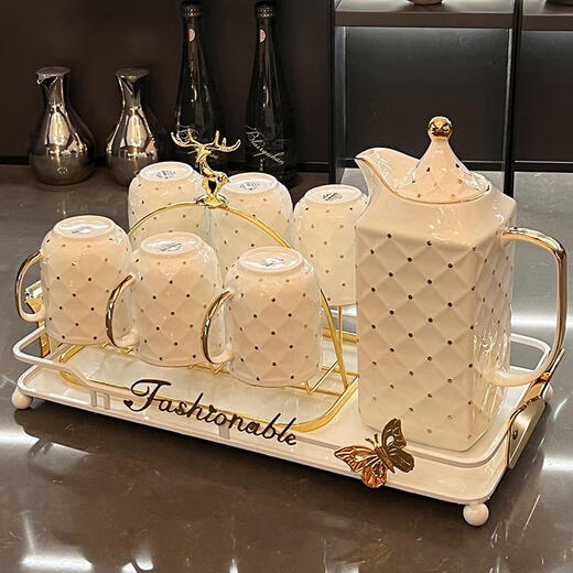 Yusenyi high-end tea set set light luxury home hospitality teapot teacup office hospitality Shuizi high-end tea set teacup 9-piece set 691 gift box