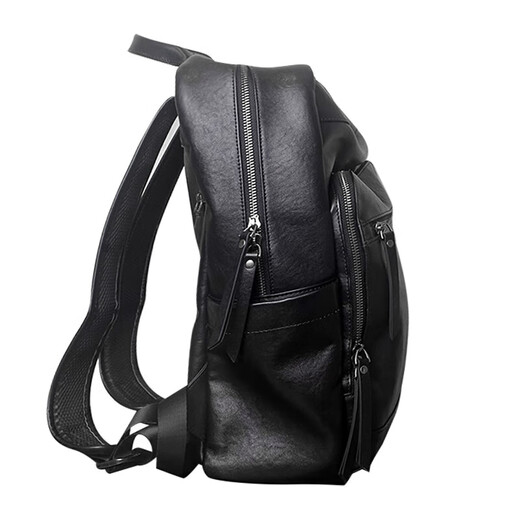 Oulunchi (Oulunchi) Echtes Leder -Herren -Rucksack für Männer Business Trip Großkapazität Head Leder 2025 New Schoolbag Black 32*15*42 cm