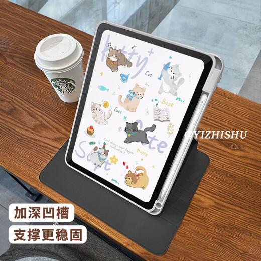 La pared de Tonguru 720 giración es adecuada para Huawei MatePadse Flat Shell 2024 Nuevo aire acrílico anti-bend 11 acrílico con ranura para lápiz R6629 Imagen de doble cara de perro azul-borde azul-rotación triple Huawei MatePadPro 12.2 pulgada 2024
