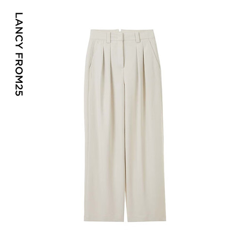 Langzi high-end straight wide-leg pants, temperament formal pants, summer new professional suit pants, white velvet M