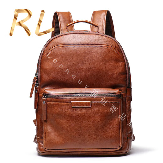Goldwin RL Light Luxury Brand 2025 New Men's Sacke's Business Head Cowhide Grand Capacité sac à dos Sac de voyage noir Men's Black
