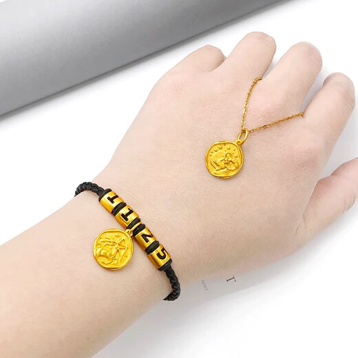 KUXA gold 18k pure gold 999 color constellation pendant brand bell gourd clavicle chain necklace lion awakening bracelet pendant Furuilong bell will ring about 12mm single pendant