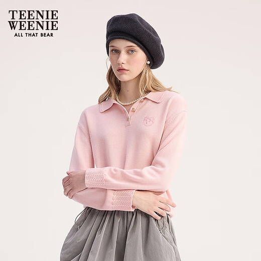 
Teenie Weenie bear cartoon sweater for women 2025 winter new women's sweater pink S