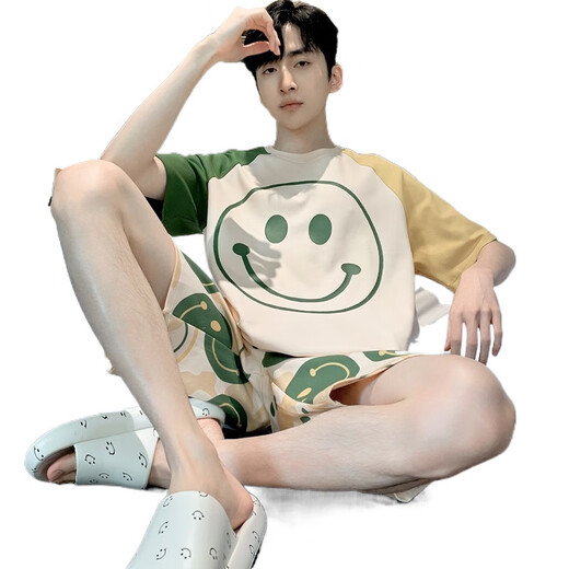 UKUHPK Herren-Kurzärärer-Pyjamas für Sommer dünne lose Plus-Größe Home Clothing Set 6630 Crayon Shin-Shi M [Vorgeschlagen 90-100 Jin [Jin ist 0,5 kg]]]