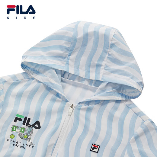 FILA Children's Sun Protection Clothing 2025 Autumn New Boys Loose Hooded Woven Jacket Full Print One-ZA 120