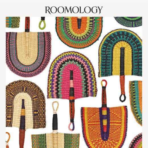 Roomologie Africain Ghana Paille tissée à la main ventilateur van de couleur DÉCORATIVE BGF-12107