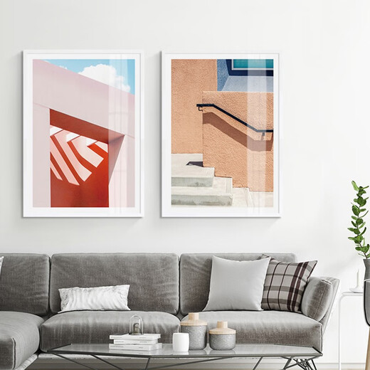 Trout living room bedroom mural restaurant decoration painting Nordic internet celebrity creative personality hanging painting Nordic style architectural painting ZY17-13701 60*80 aluminum alloy black with plexiglass