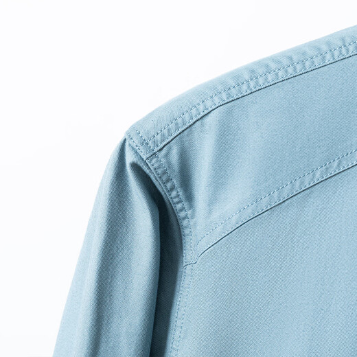 Gosram Henry collar shirt green cotton stand collar long sleeve men's spring and autumn stylish slim pocket work style shirt H_111 green stand collar pocket long sleeve shirt 40