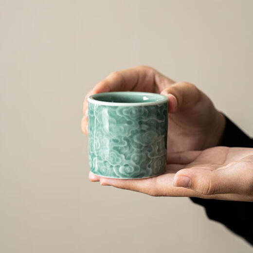 Chinese Xiangyun Longquan Celadon Tea Cup Master Cup Personal-Specialized Ceramic Large Single Cup Kung Fu Tea Set Tea Cup Celadon Xiangyun Master Cup*2 Pack 105ml