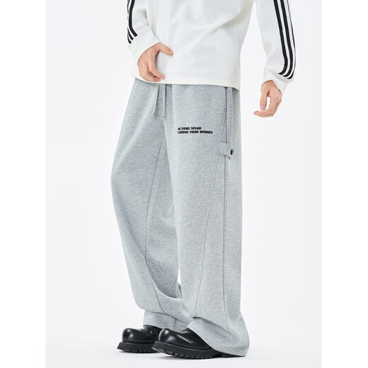 Bmuvlss high-end brand men's lazy style straight casual pants men's 2025 spring and autumn sports style loose sweatpants men's trendy brand gray XL