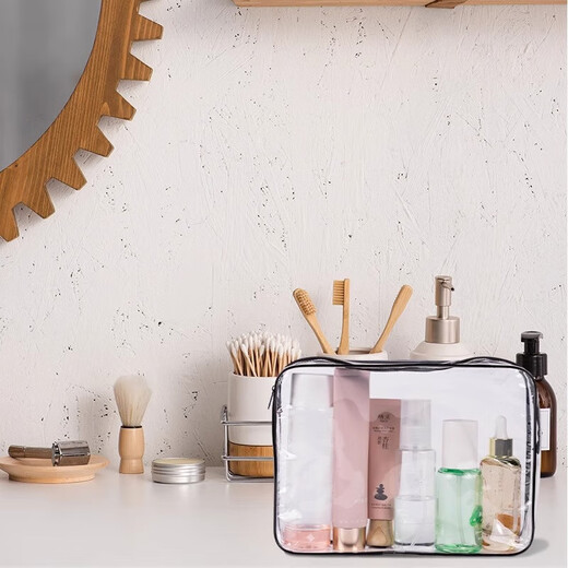 Portable Waterproof Cosmetic Bag Transparent Cosmetic Wash Bag Swimming Bath Large Capacity Storage Bag Travel Storage Bag Special Transparent Medium Black