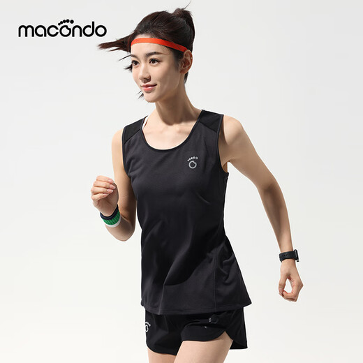 Macondo summer men and women running sports vest 3 generations thin breathable quick-drying training fitness sleeveless T-shirt top black-Men M