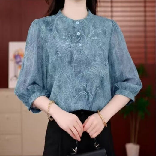 NO1 DARA爆款七分袖衬衫女2025夏季新款显瘦遮肚子洋气减龄休闲小衫上衣女 691花色 M 建议85-105斤