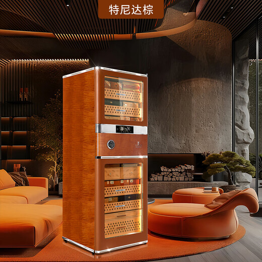 Meijing (raching) RR980 WIFI smart horizontal line constant temperature cigar cabinet temperature control humidity cigar humidifier home Tenida Brown 580L