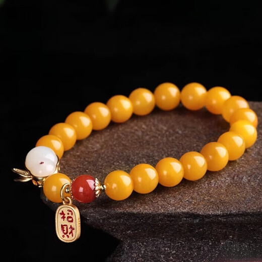 ADRIUS luxury high-end chicken fat yellow beeswax bracelets for women DIY jade rabbit Nafu accessories amber bracelet beads 8mm