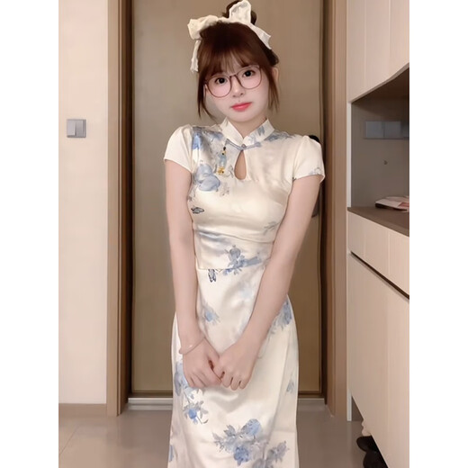 Yun Xun skirt for women in summer 2025 new Chinese style Zen cheongsam for women in summer new small standing collar buckle 9859 cheongsam L