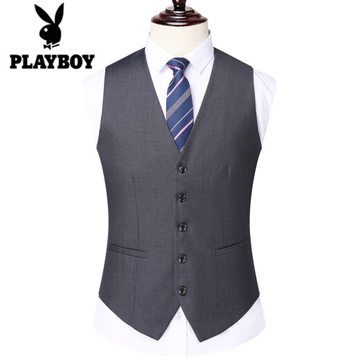 Playboy (Playboy) костюм жилет мужской жилет молодой стройный бизнес профессиональный свадебный костюм лошадь костюм #gray xl 78 Предложить 125-135Jin [Jin равняется 0,5 кг]