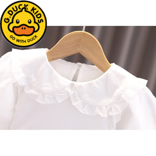 G.DUCKKIDS girls spring denim overalls suit 2024 new style baby clothes 1 to 3 years old baby girl trousers XP denim overalls cover puff sleeve blue 80 recommended age 1-2 years old