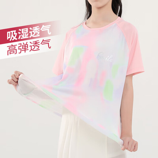 巴拉巴拉儿童速干运动套装女童夏季短袖2025新款短裤跑步服速干衣大童夏装 9889白色+18410紫色 170 cm