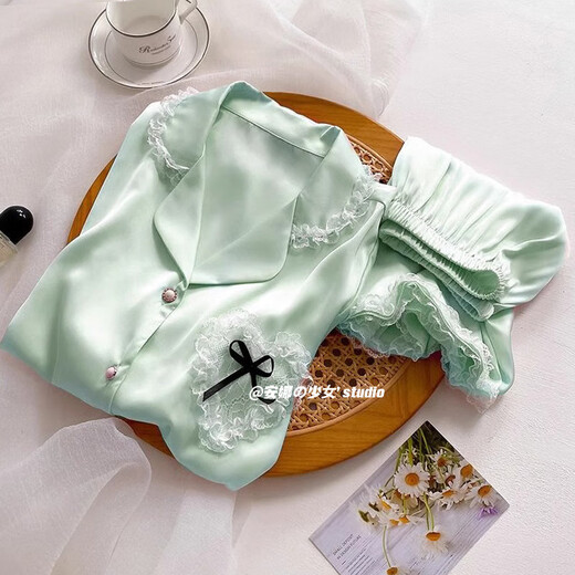 Zipjbx Ice Silk Pyjamas für Frauen im Sommer dünne süße Liebe Spitze Kurzarm Shorts Sommer High-Value-Heimkleidungsset-YFY-9901 M [Vorgeschlagen 80-100Jin [Jin gleich 0,5 kg]]