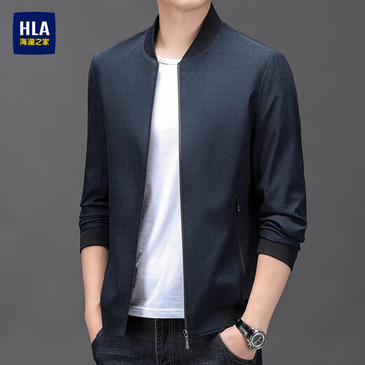 海澜之家（HLA）夹克衫春秋季2025新款格子宽松休闲商务男士外套中老年爸爸装 J9905黑色 M 170