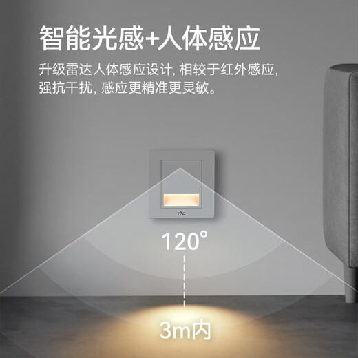 NVC foot lamp human body sensor embedded foot lamp 86 type chasing aisle corridor light atmosphere-silver gray sensor model
