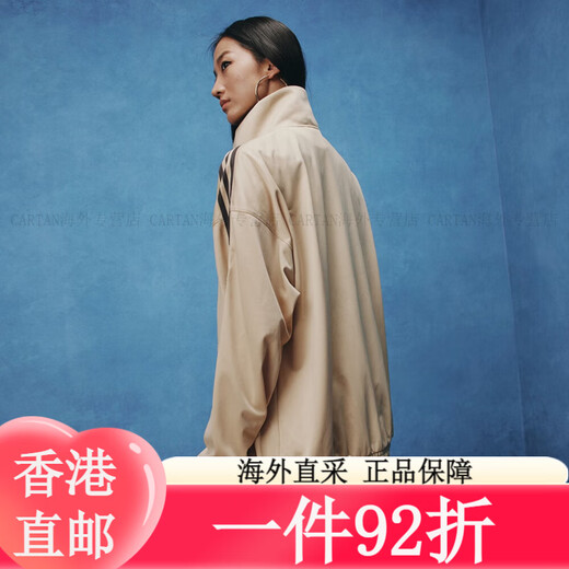 三叶草adidas经典复古三条纹双拉链宽松夹克外套男女春季阿迪达斯 黑色 2XS 均码