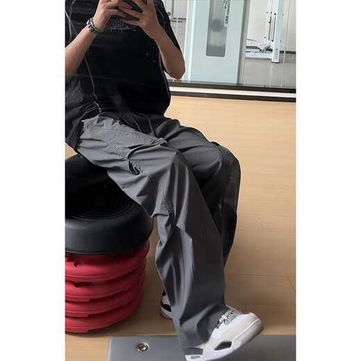 
Fumile cleanfit paratrooper work pants men's summer American trendy outdoor hiking pants retro loose casual trousers dark gray XL