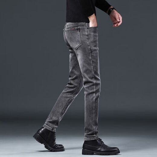 Jeep Spirit Подлинные джинсы Jeep High-класса для мужчин Slim Stright Lemport Thin Elastic Small Small Business Casual Длинные брюки для мужчин 1049 серый обычный обычный размер.