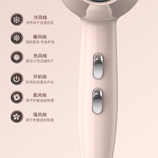 Sang Sun hair dryer for hair drying, household negative ions, high power, no damage to power generation, strong wind, quick drying, hot and cold wind for women, hair salon, barber shop, professional hair dryer 2400W, top with 6 levels of hot and cold wind, with air nozzle 2400W-Yingfen