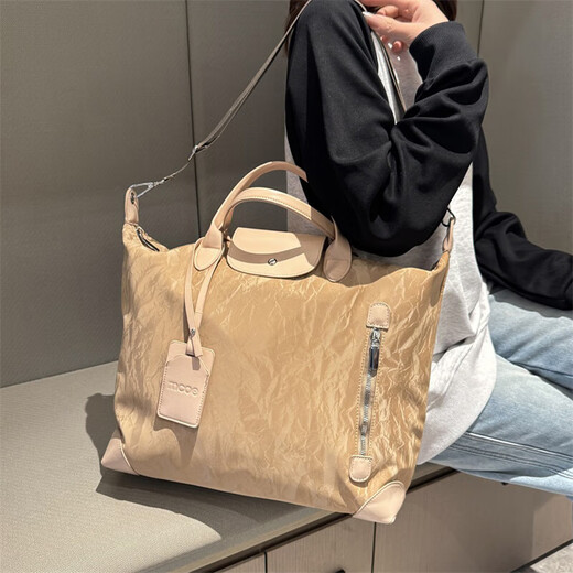 新款大容量短途旅行包简约时尚百搭男女健身包行李包旅行手提单肩 棕色 均码