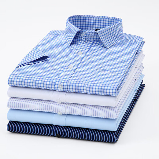 CEO Yageol shirt men's short-sleeved, non-scalding and anti-wrinkle 2025 summer business professional suit striped work clothes white lining DX6624 43