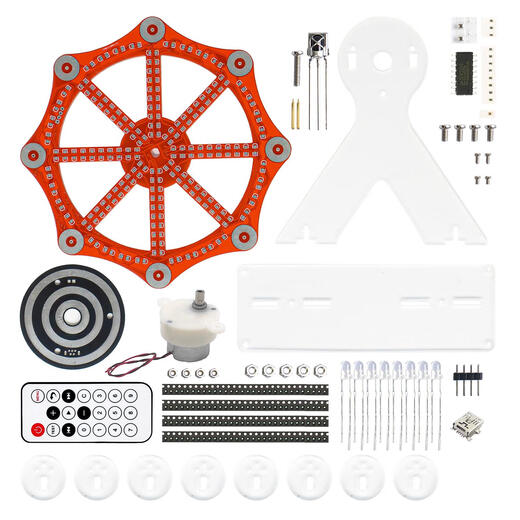 Colorful electric Ferris wheel model kit electronic DIY fun and creative LED light welding parts TJ-56-675 kit + T-type power cord
