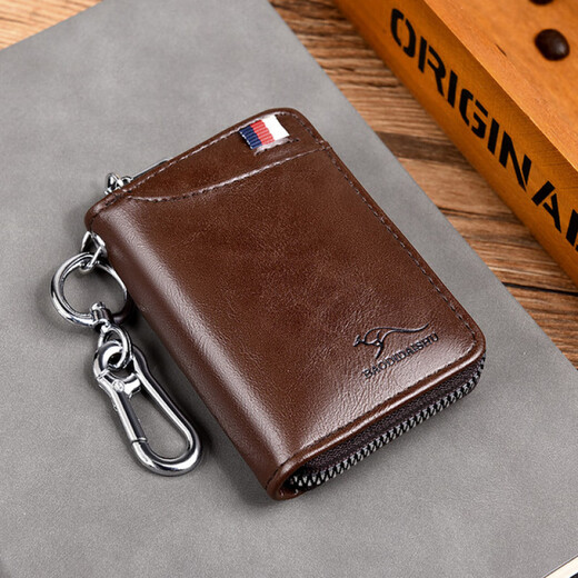 Luyide's new large capacity key bag for men's waist-mounted card bag two-in-one car key bag multi-function women's khaki gold