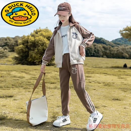 G.DUCKKIDS女童秋装套装2025新款韩版洋气儿童秋季运动服网红棒球服两件套潮 BQ1391粉色 110 cm