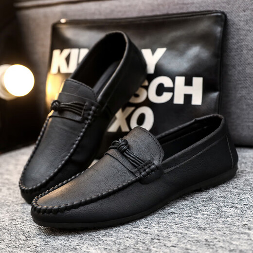 Spider King (Zhizhuwang) Summer transpirable y versátiles zapatos de cuero cómodos e informales zapatos de moda británicos de moda 2025 zapatos de frijoles perezosos sin deslizamiento D826 Negro 39