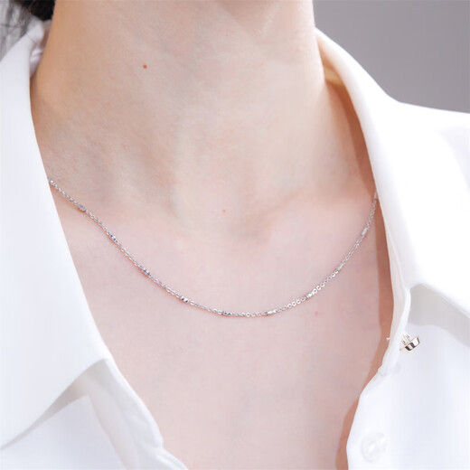 Meluxe platinum necklace PT950 platinum chain flash O chain birthday gift for girlfriend and wife, about 5.29g-46cm