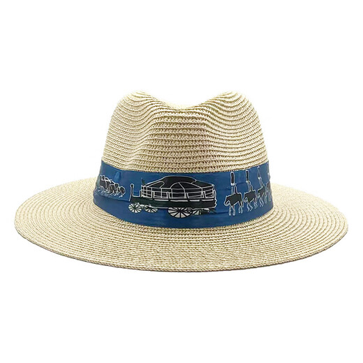 Gisailen Mongolian hat, straw hat, new men's and women's travel jazz sun hat, Mongolian ethnic wedding, beige M (56-58cm)