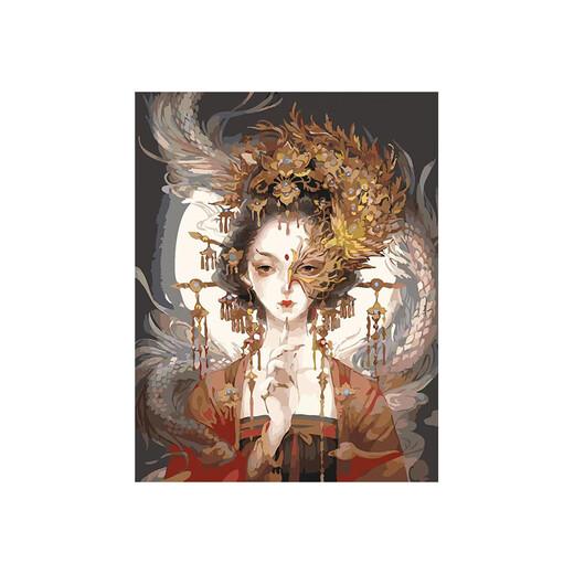 三栖虎diy数字油画定制卧室古风动漫人物手工绘填充色油彩装饰画 半面妆 X11976 40*50【订好内框】 高清淡彩画板+颜料+画笔